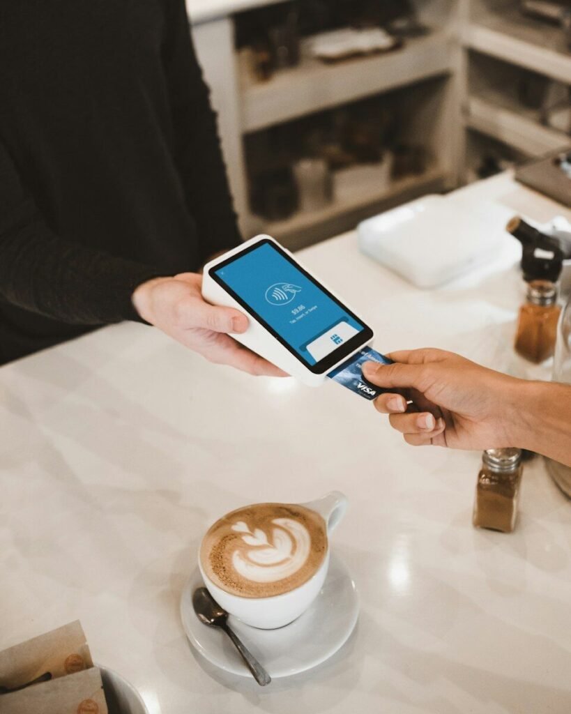 Paying with a Visa gift card at a payment terminal